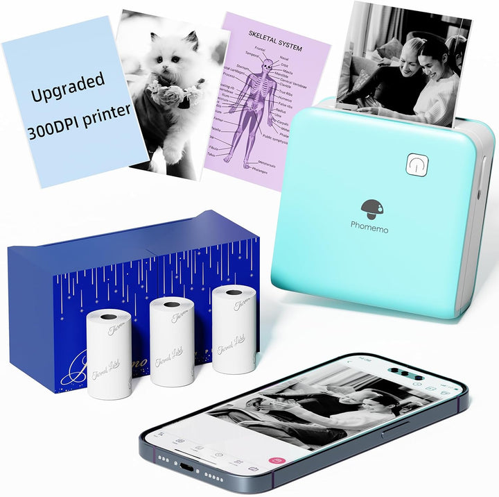 Phomemo Mini Drucker Drucker für Smartphone, P2S Bluetooth Aufkleber Drucker für Lernen, Mini Tragba