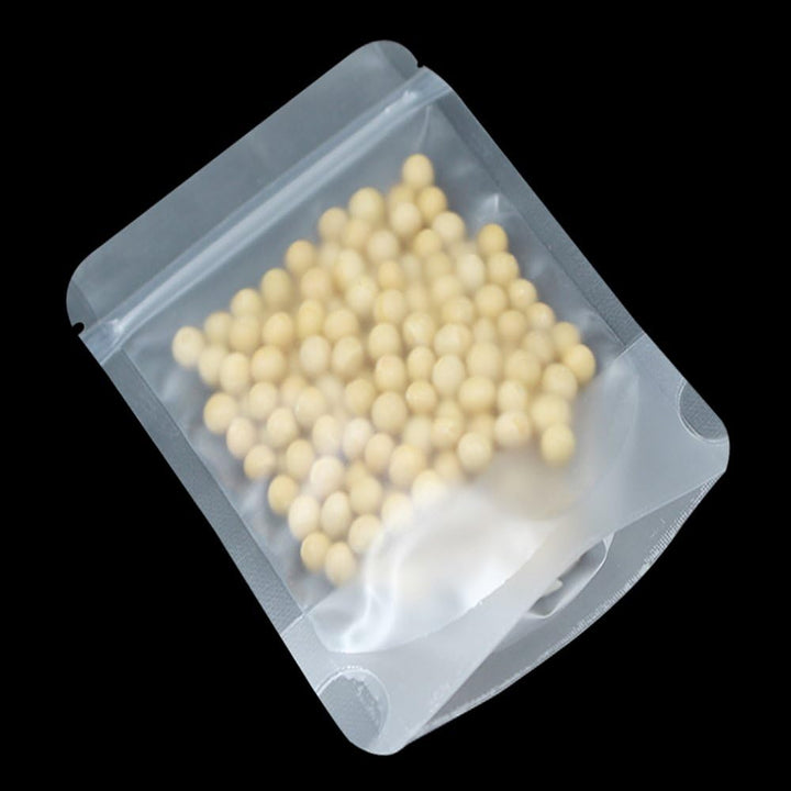 WACCOMT Pack 100 Stück Wiederverschliessbare Aufstehen Lebensmittelbeutel Matt Transparent Musterbeu