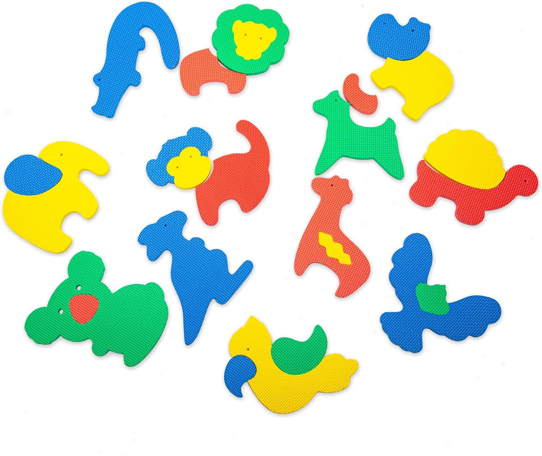 Attraktive Puzzlematte Baby 1,2x0,9m Safari Tiere – 12 Platten à 30x30cm – 20% dickere & weichere Sp