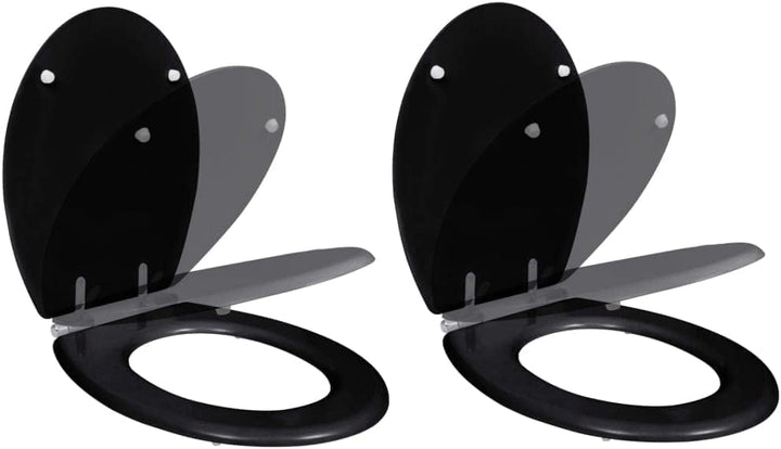 HOMIUSE Toilettensitze 2 Stk. mit Absenkautomatik MDF Schwarz Toilettendeckel Wc Sitz mit Absenkauto