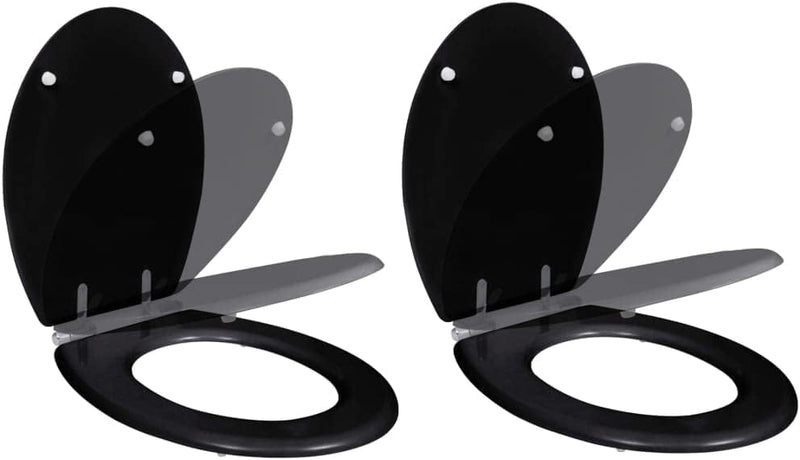 HOMIUSE Toilettensitze 2 Stk. mit Absenkautomatik MDF Schwarz Toilettendeckel Wc Sitz mit Absenkauto