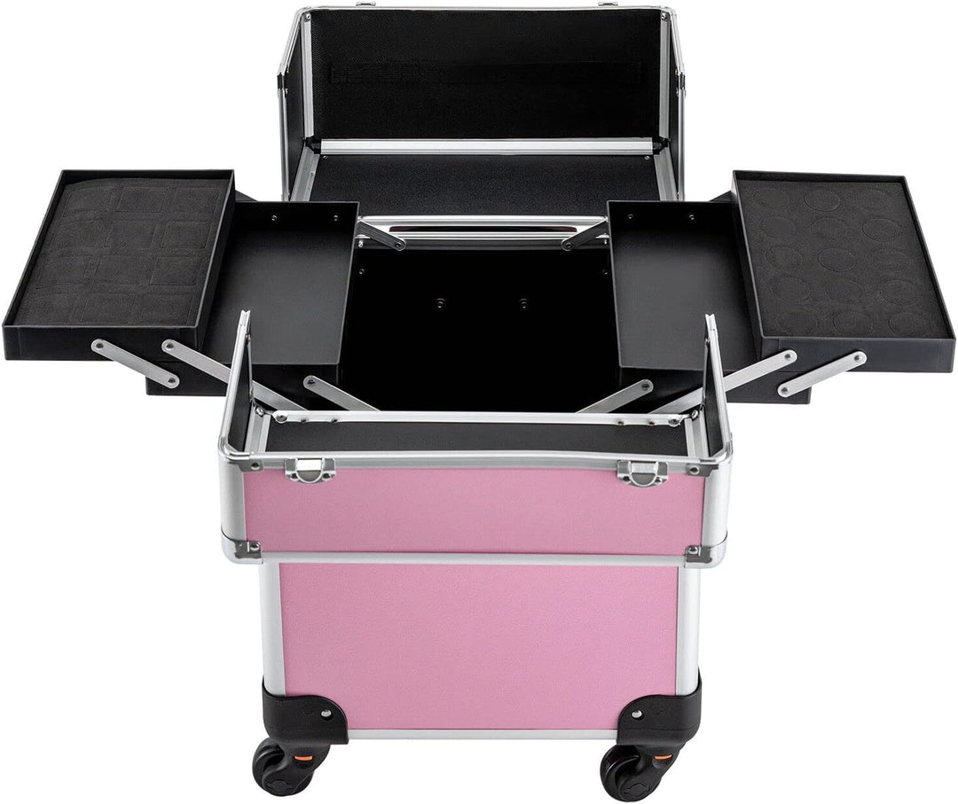 Kosmetikkoffer Trolley, Alu Trolley, 4-in-1 Schminkkoffer, Friseurkoffer, abschliessbar, Make-up Kof