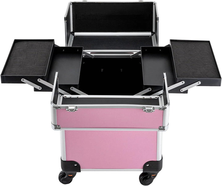 Kosmetikkoffer Trolley, Alu Trolley, 4-in-1 Schminkkoffer, Friseurkoffer, abschliessbar, Make-up Kof