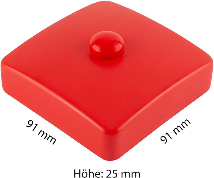 8 x Pfostenkappe eckig 91 x 91 mm rot Kunststoff – wetterfeste Abdeckkappe für Vierkantpfosten, UV-b