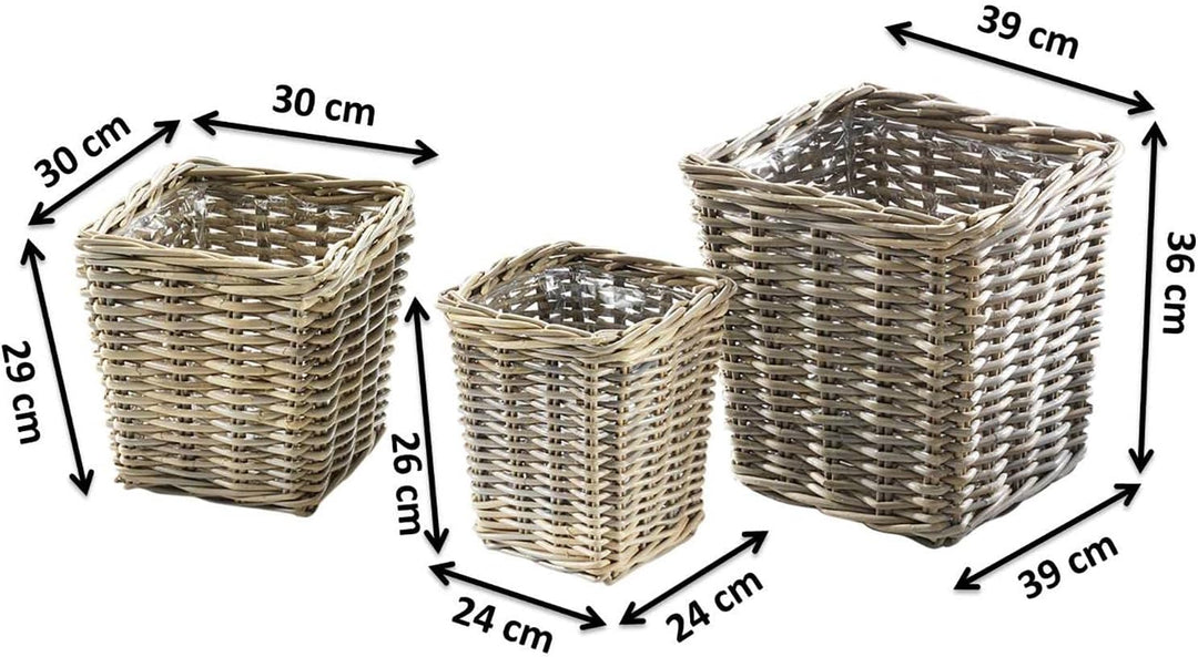 Kobolo Rattanübertopf Rattan Übertopf Pflanzgefäss Pflanzschalen Pflanzgefäss Rattankorb Korbset Pfl