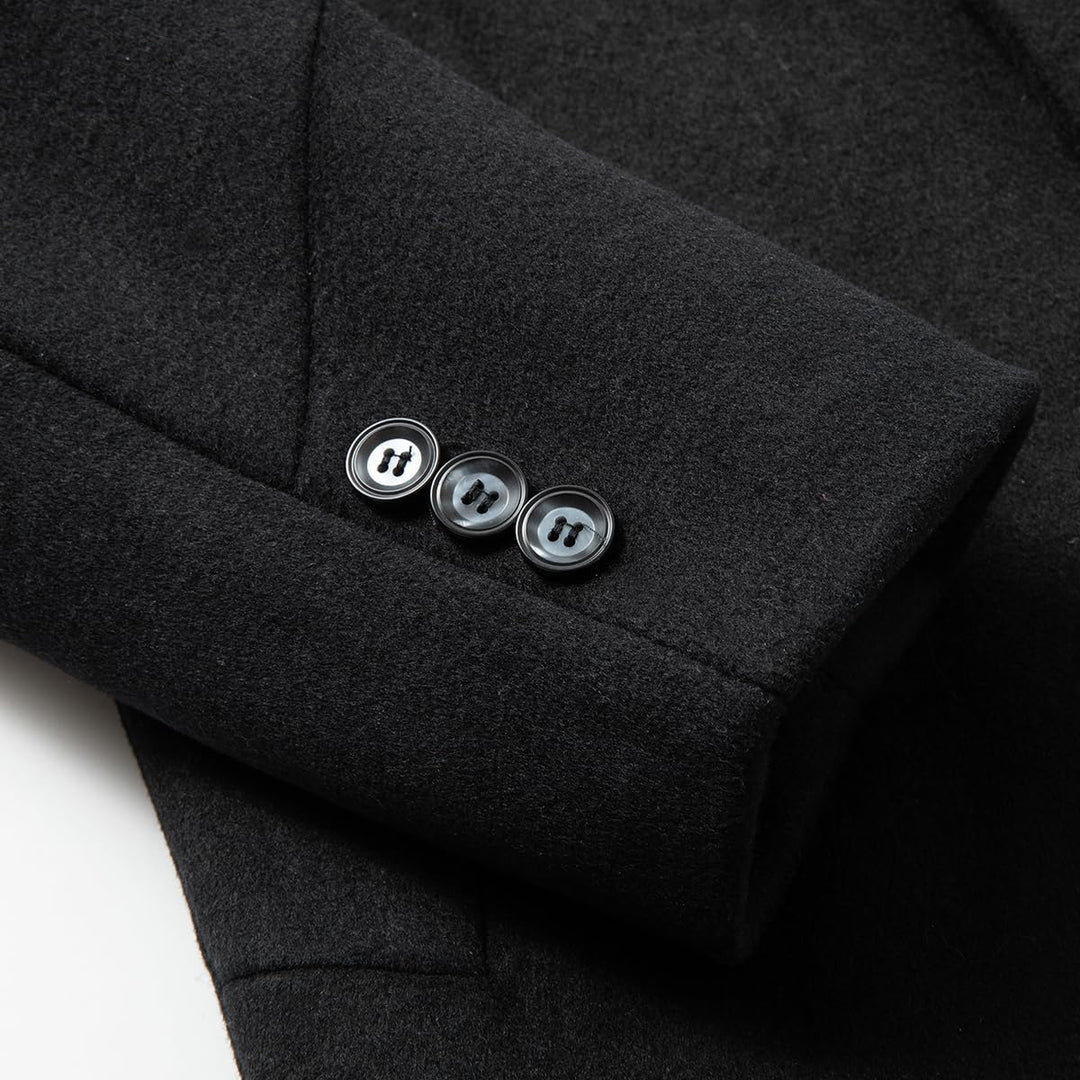 Sliktaa Herren Wollmantel dicker Trenchcoat mittlerer Länge Mantel Kerbe Kragen warmer Mantel Herren
