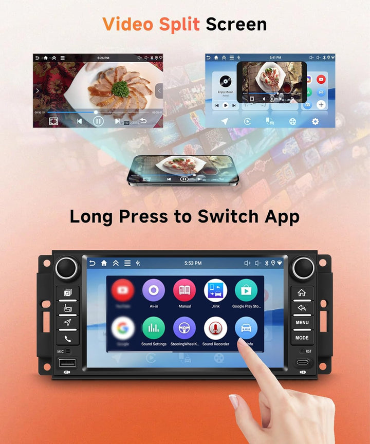 4G+128G Android Autoradio für Jeep Wrangler Compass Grand Cherokee/Dodge Caliber Avenger/Chevrolet W