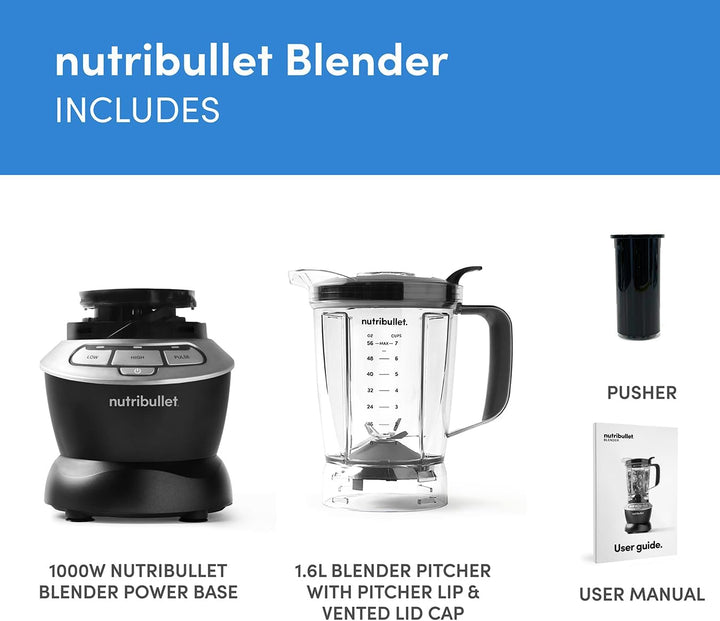 nutribullet Blender 1,6 l Krug mit 2 Geschwindigkeiten und Puls-Nährstoffextraktionstechnologie, Kun