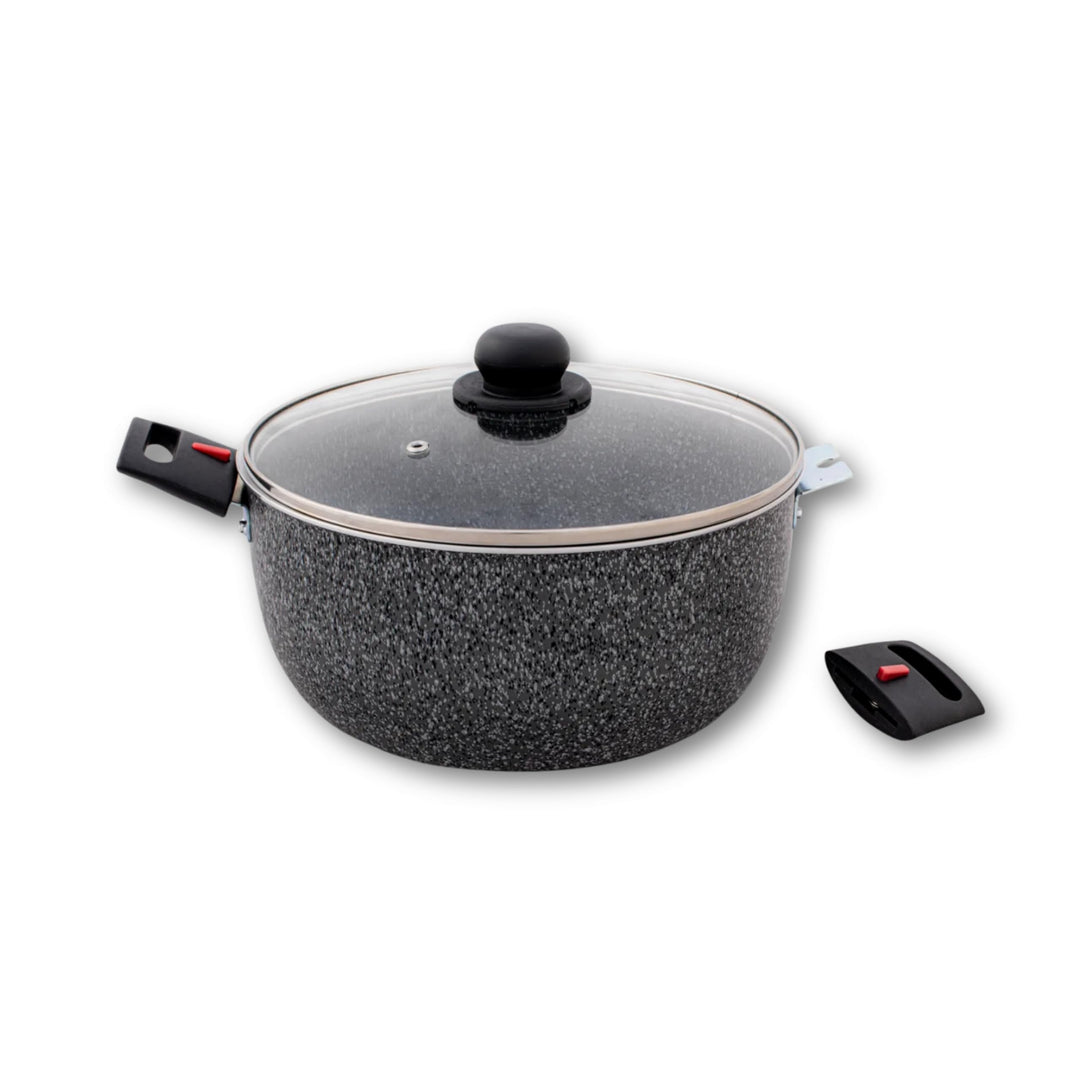 BERGER Aluminium Kochtopf mit Glasdeckel | 20 oder 24 cm | Abnehmbare Griffe | Camping Topf Induktio