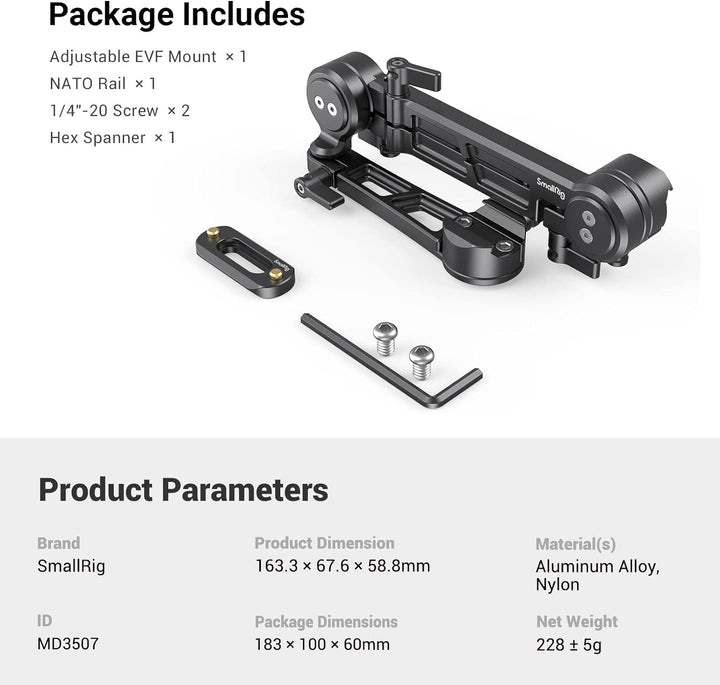 SMALLRIG verstellbare EVF-Halterung mit NATO-Klemme - MD3507