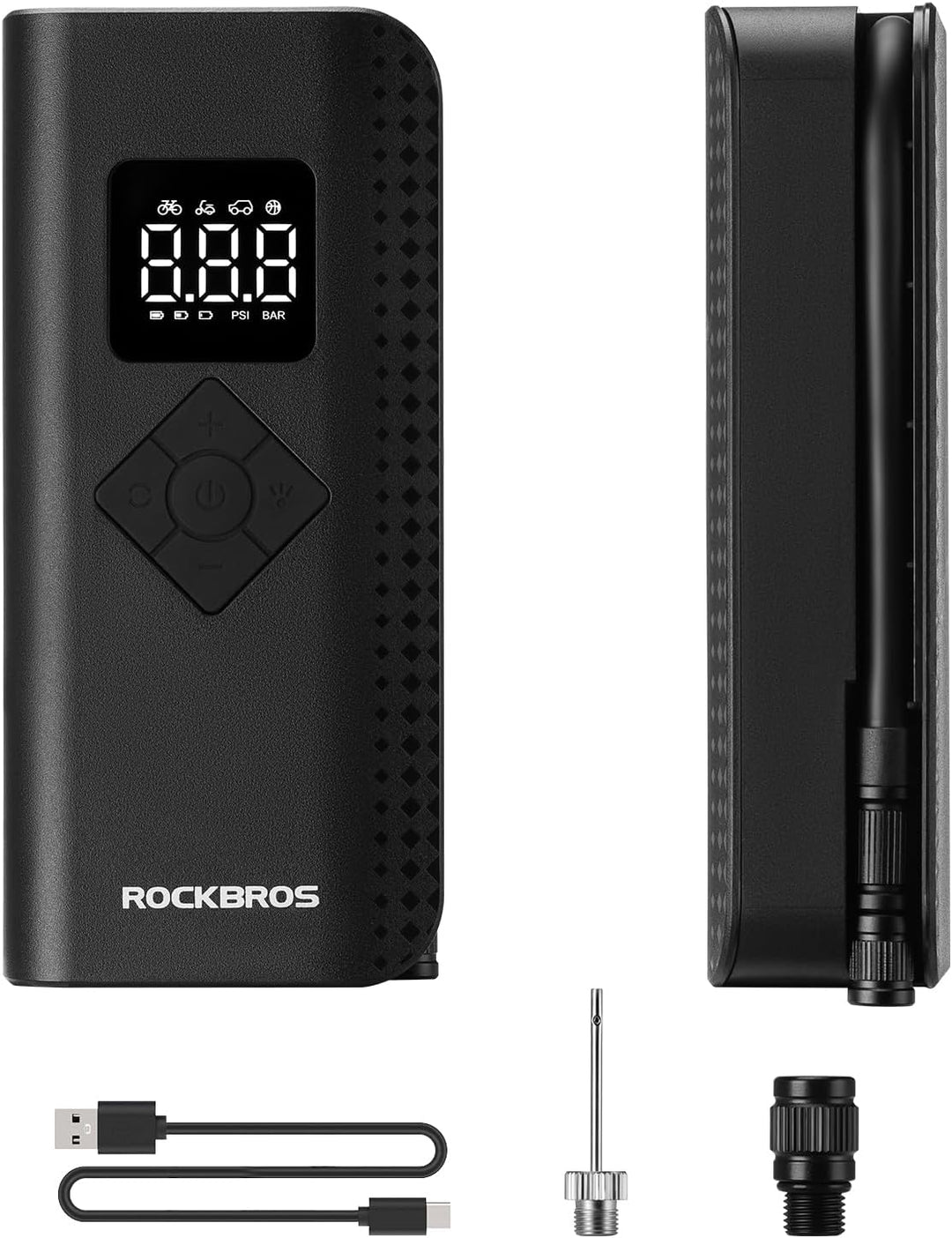 ROCKBROS Luftpumpe Elektrische Fahrradpumpe Mini Kompressor 7-150PSI 2000mAh 5 Modi Tragbare Kompati