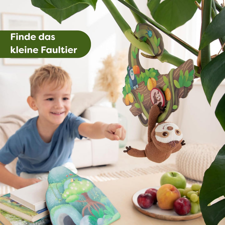 HABA Meine ersten Spiele – Faultier, komm mit! – Lustiges Bewegungsspiel ab 2 J. – Bring das Kuschel