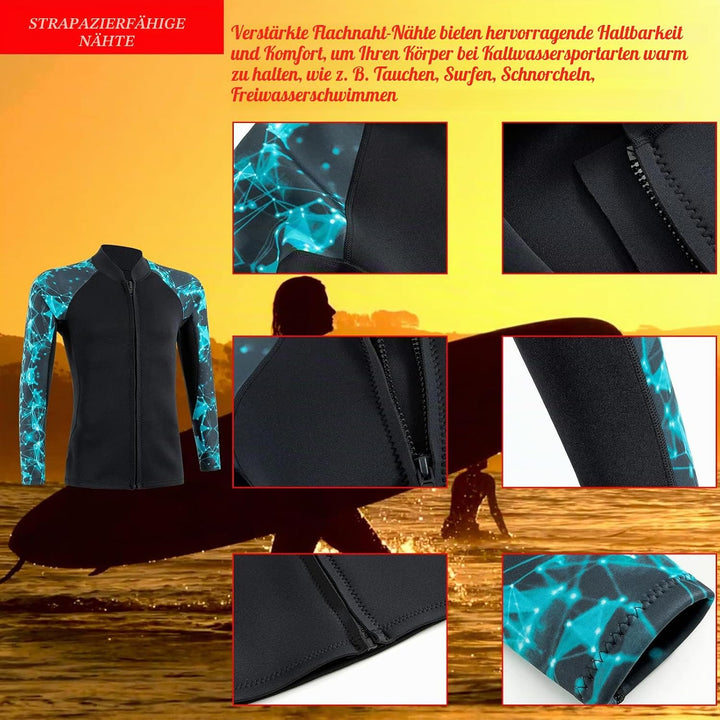 2mm Neoprenanzug Top Neoprenanzüge Jacke Thermal Langarm Tauchanzug für Männer Frauen Freiwasser Sch