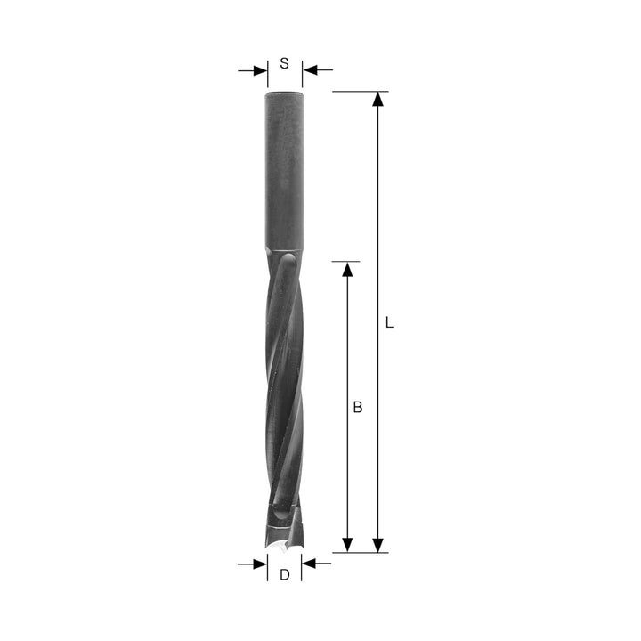ENT 26409 Holzspiralbohrer mit HW-Kopf, Schaft (S) 14 mm, Durchmesser (D) 14 mm, NL 105 mm, L 160 mm