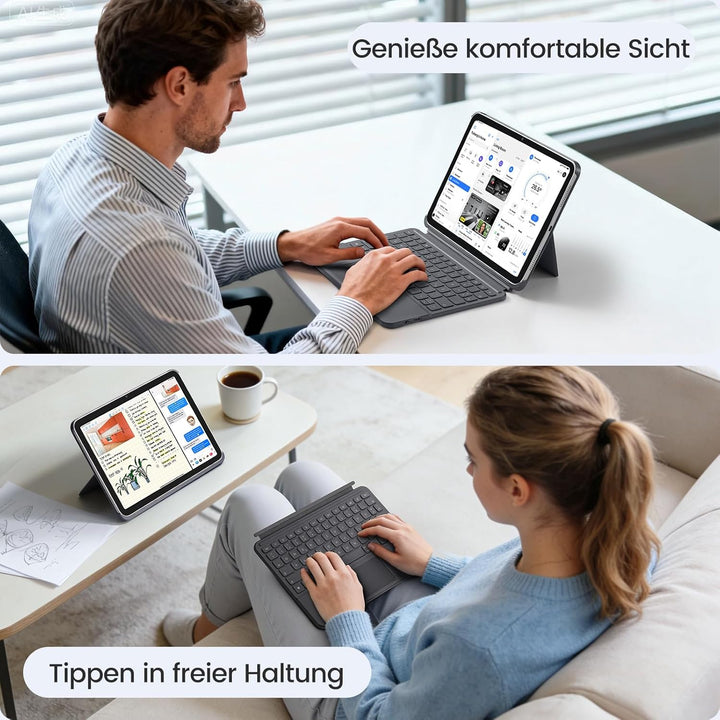Vobafe Hülle mit Touch Tastatur für iPad A16 11. Generation 2025/10. Generation (11/10.9 Zoll), Magn