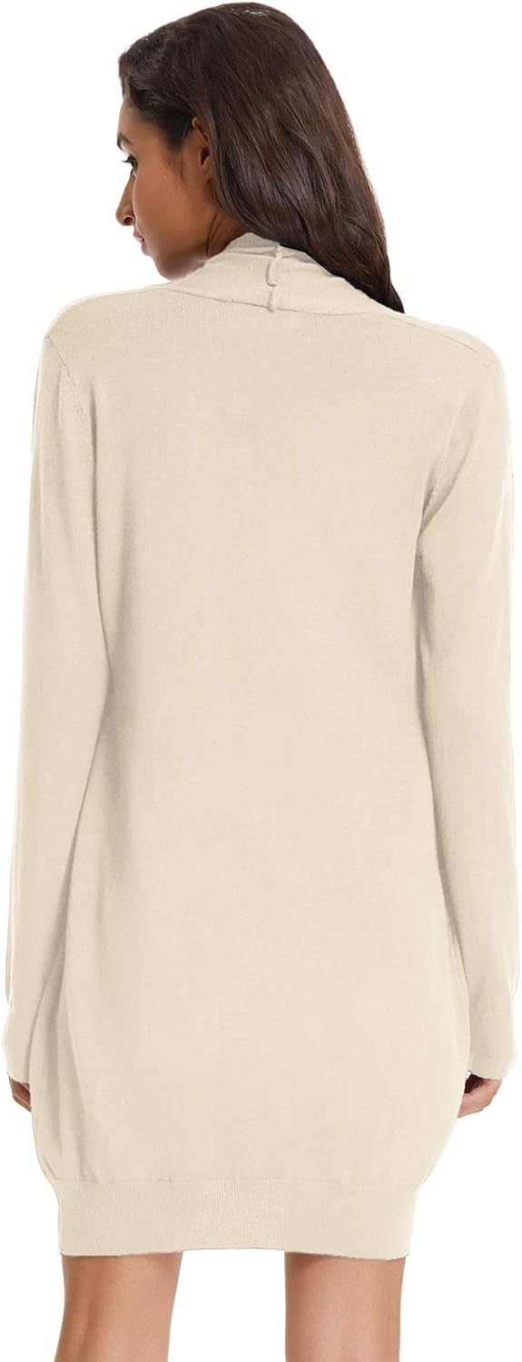 GRACE KARIN Damen Langarm Offene Strickjacke Lang Strickmantel Casual High Stretchy Cardigan mit Tas