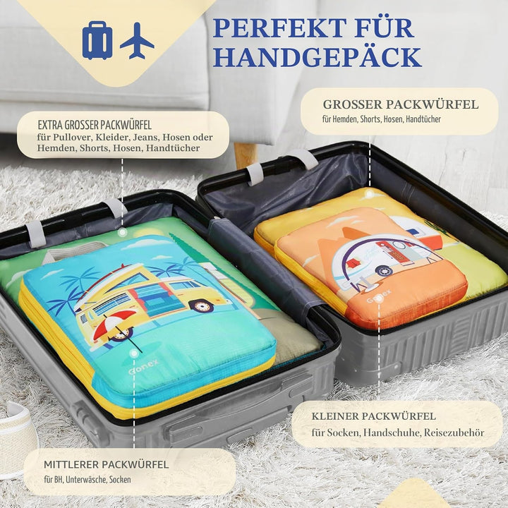 Gonex Compression Packing Cubes 4er Set, Gonex Kleidertaschen 4-teilig Verpackungswürfel, Kleidertas