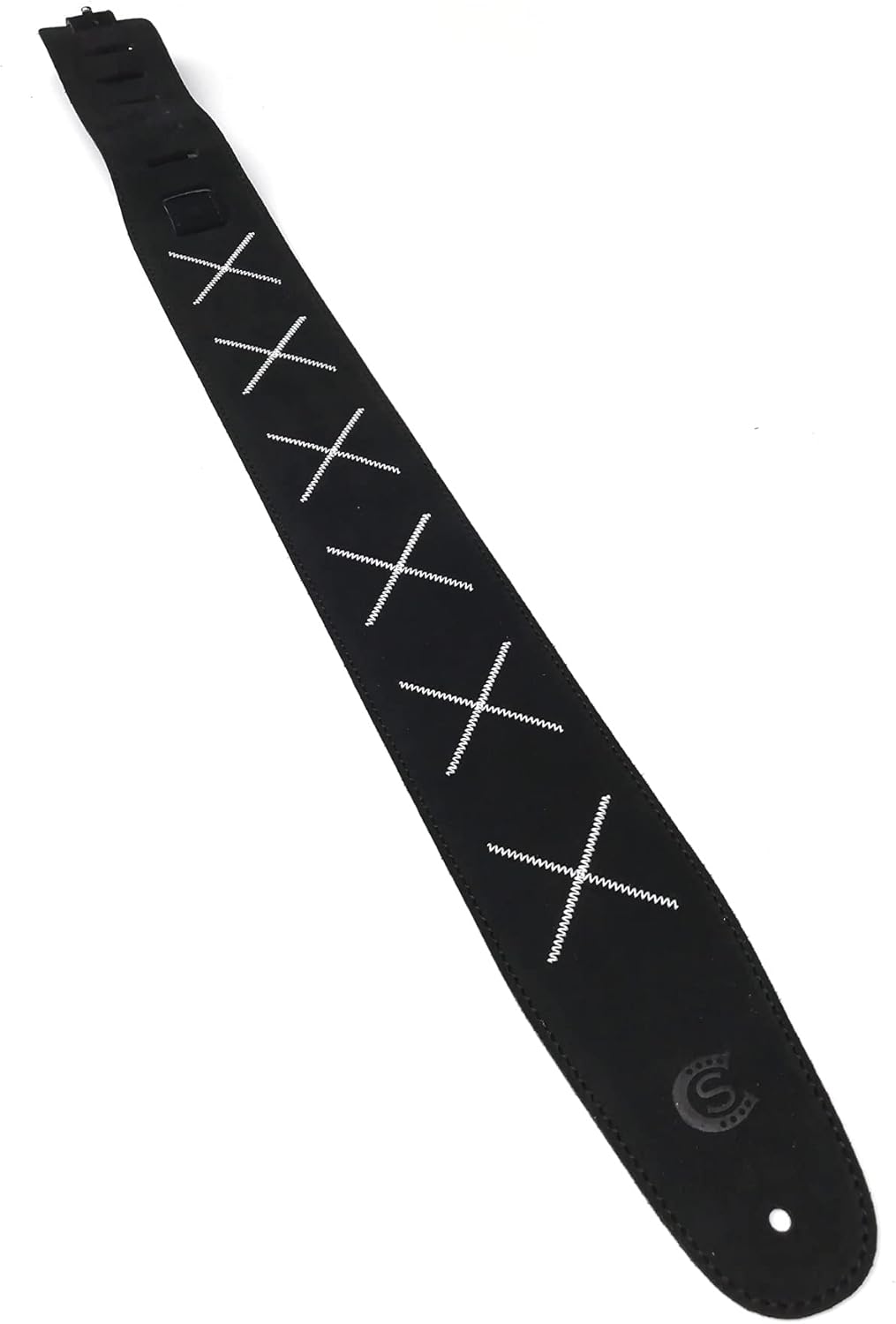 Custom Style Gitarrengurt für Bassgitarre Stickerei X Wildleder - T8SUX Schwarz, Schwarz