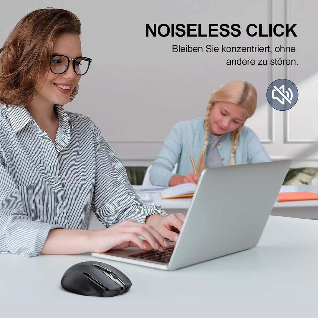 TECKNET Bluetooth Maus, 4800 DPI Kabellos Ergonomische Maus (Tri-Modi: BT 5.0/3.0+2.4G), 30 Monate B