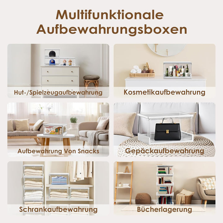 Dicker & Stabiler Klare Schuhkartons mit magnetischer Tür, 12er Pack Stapelbare Kartons für Kleiders