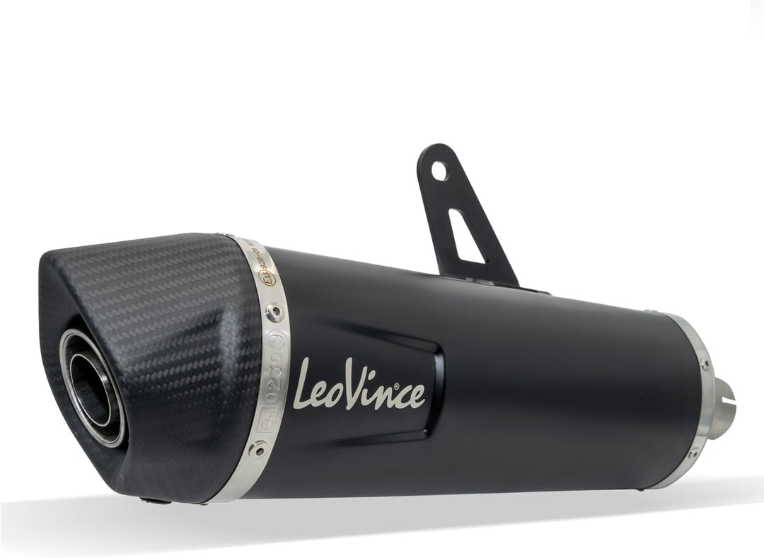 Endschalldämpfer LeoVince SLIP-ON SBK NERO, Edelstahl schwarz, Carbon Kappe, mit Zulassung für Trium