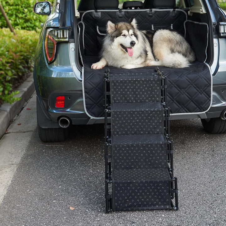 [en.casa] Hundetreppe Colchester Haustiertreppe Einstieghilfe 4-stufig faltbar bis 55 kg für kleine
