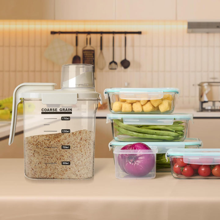 1500 ML Luftdichter Müsli Aufbewahrung Behälter, Waschpulver Aufbewahrungsbox mit Messbecher, Vorrat