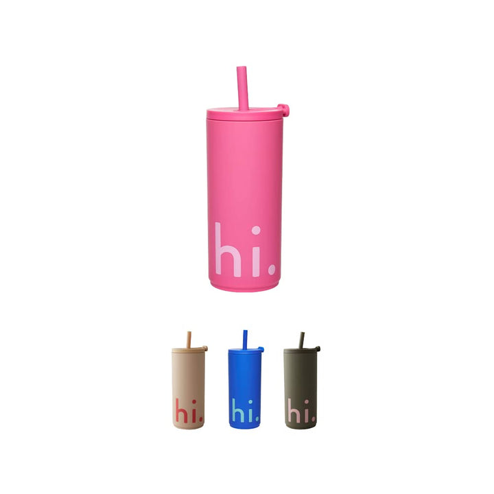 Design Letters Kaffeebecher 500 ml | Becher mit Deckel und Strohhalm | Reisebecher BPA/BPS-frei | Ka