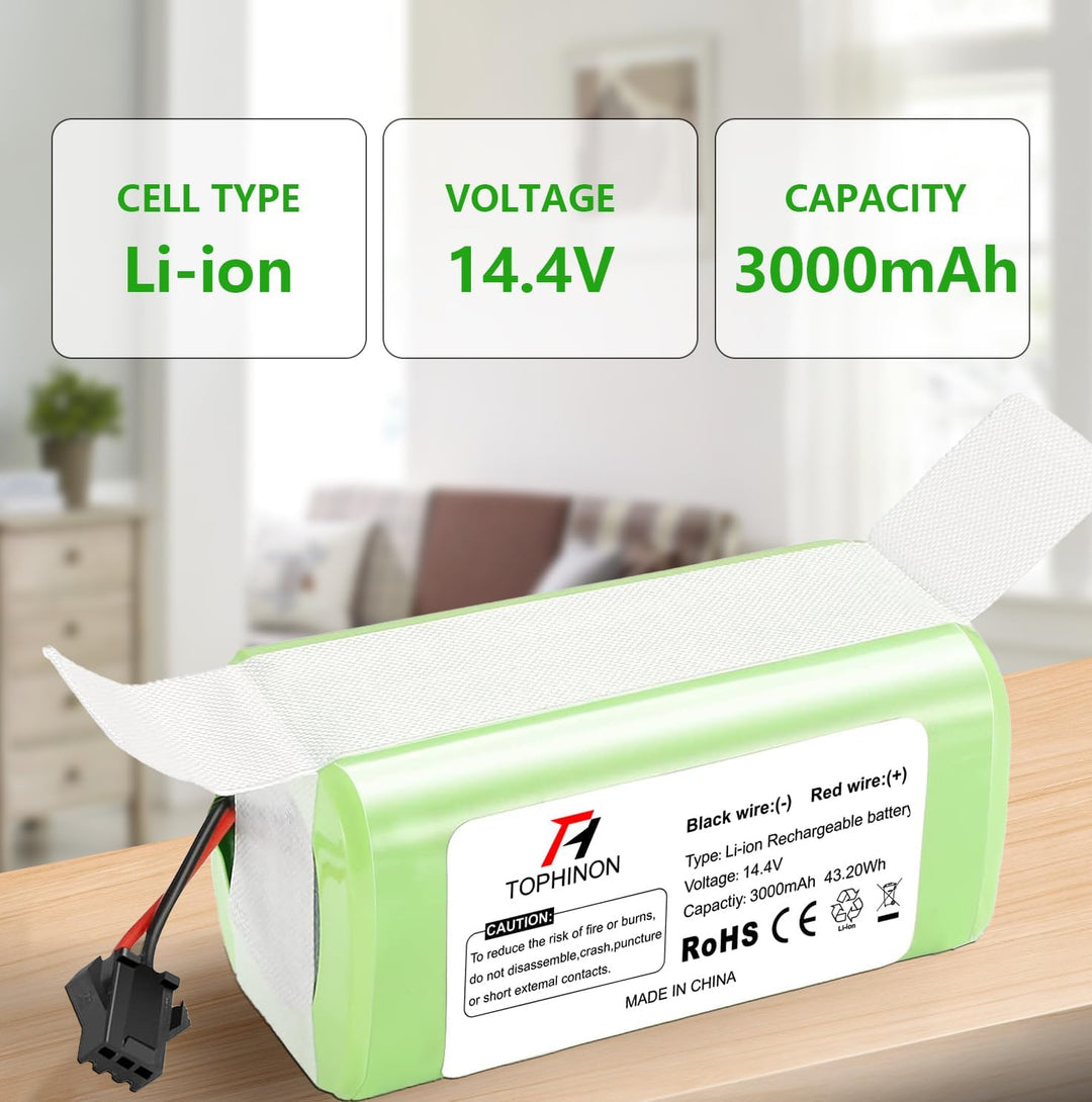 HT TopHinon 14.4V 3000mAh Li-ion Ersatzakku für Conga Excellence 950 990 1090 1790 1990, Eufy RoboVa