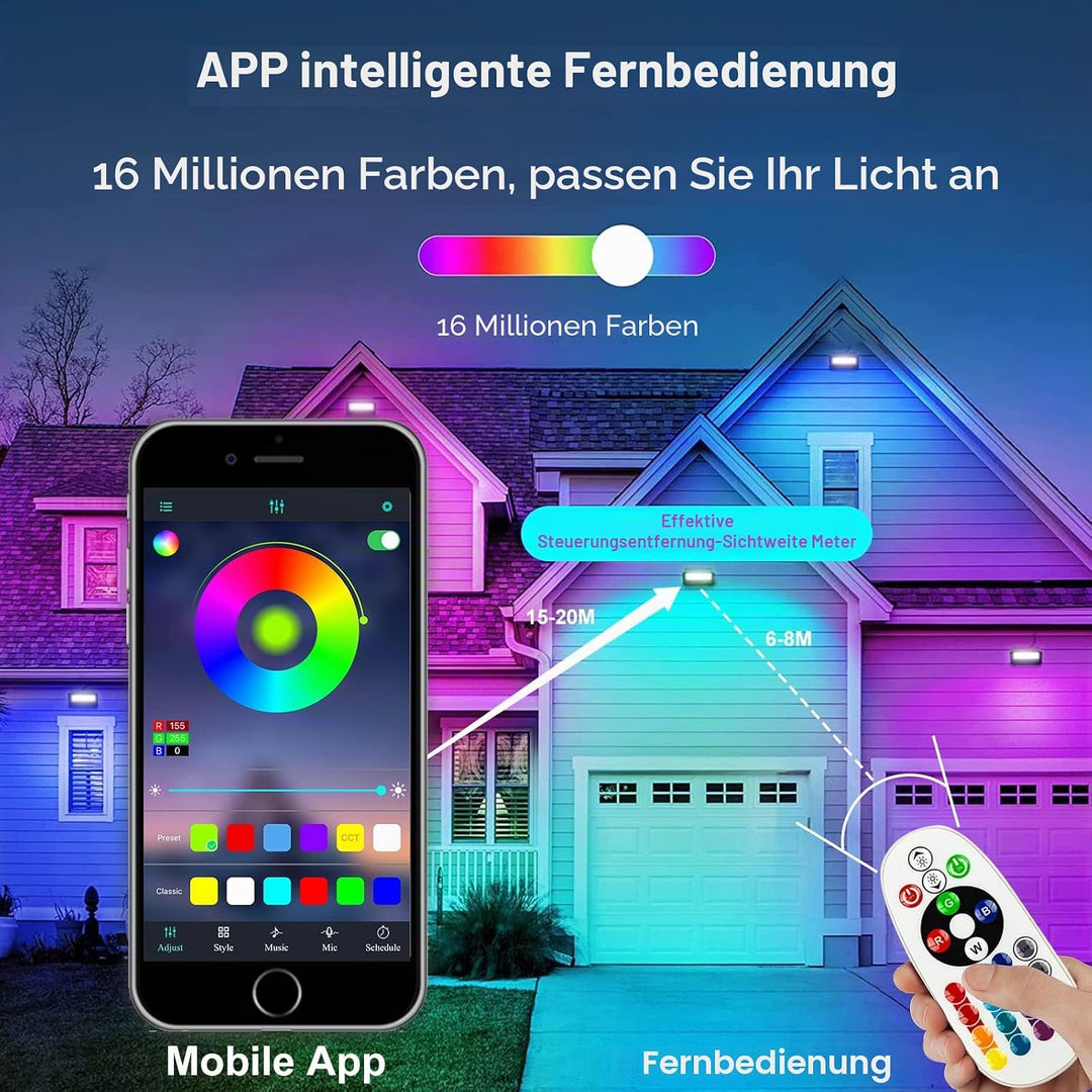 Eleganted RGB Flutlichter 2pcs 100W LED Strahler Bunt Bluetooth App Steuerung,16 million Farben Farb