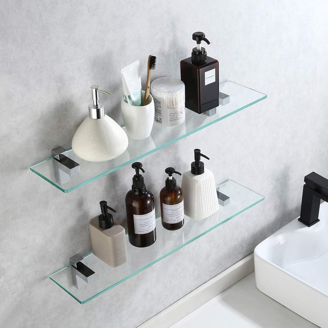 KES Duschablage Glas Glasregal Glasablage für Badezimmer Wandregal 8mm Hartglas Ablage Dusche Badreg