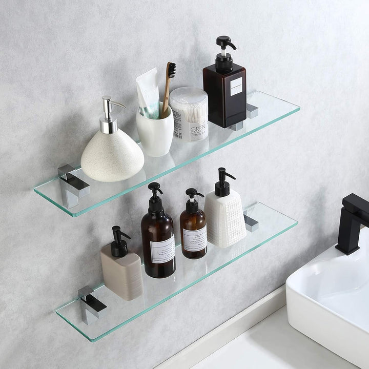 KES Duschablage Glas Glasregal Glasablage für Badezimmer Wandregal 8mm Hartglas Ablage Dusche Badreg