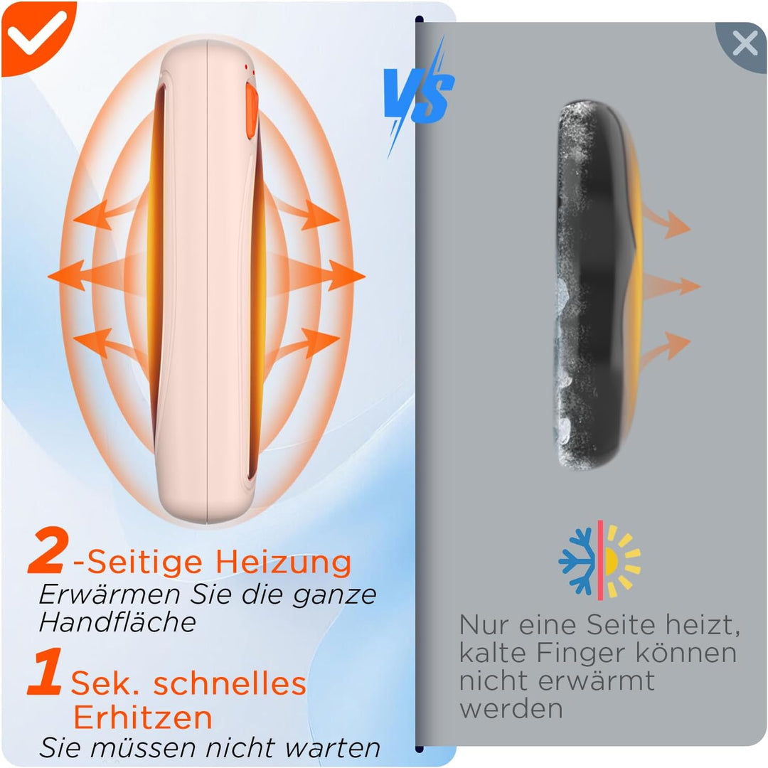 Lepwings Handwärmer Elektrisch 2er-Pack mit Ladecase, 14.000 mAh, Wiederverwendbare Taschenwärmer, B