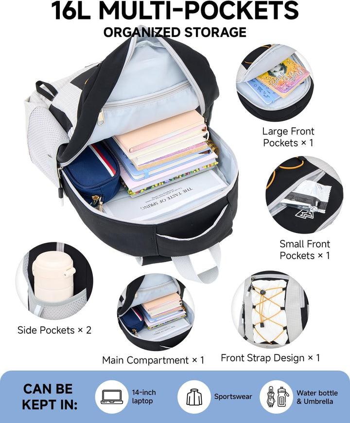Amythe Outdoor Schulrucksack für Jungen Mädchen ab 6 Jahren, Wanderrucksack Kinder 1. - 5. Klasse, W