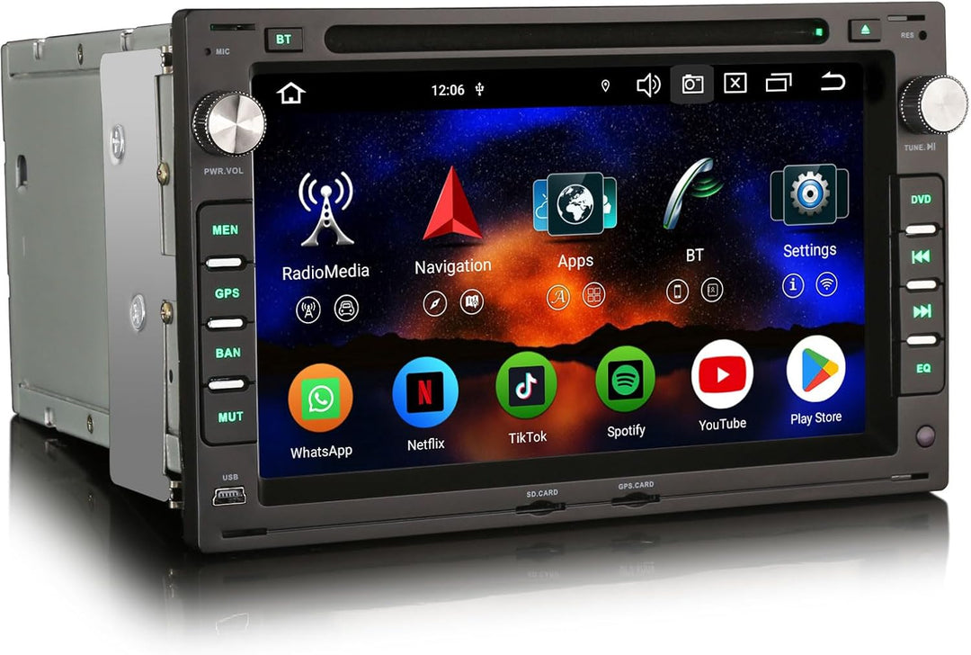 Erisin 7 Zoll 8-Kern 4GB+64GB Android 14 Autoradio Bluetooth GPS Navigation Für VW Passat B5 Golf 4