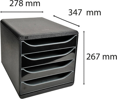 Exacompta 3104214D Premium Ablagebox mit 4 Schubladen für DIN A4+ Dokumente. Belastbare Schubladenbo