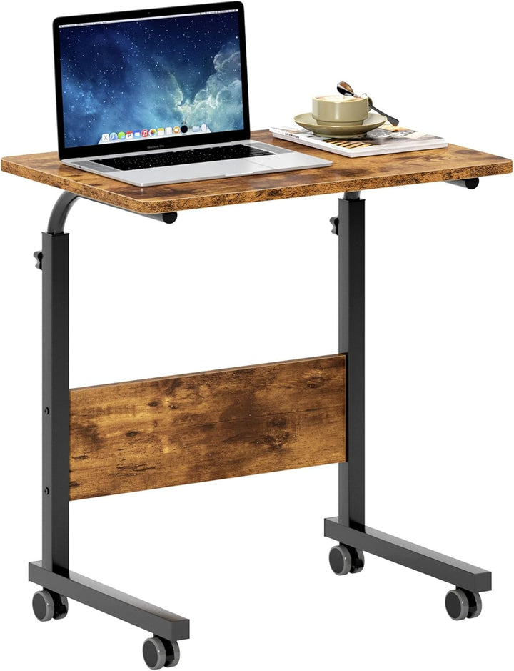 soges Laptoptisch Beistelltisch mit Rollen,höhenverstellbarer PC Tisch Notebook Sofatisch Laptopstän