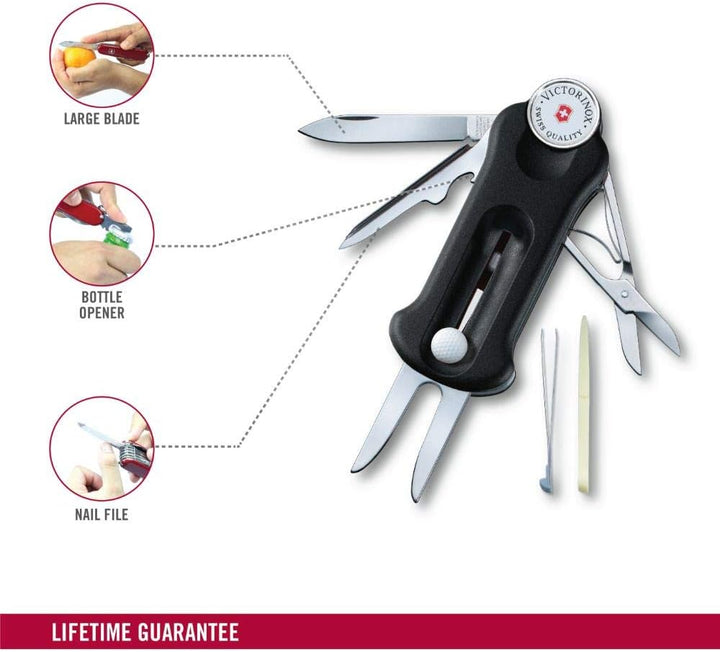 Victorinox, Schweizer Taschenmesser, Golf Tool, Multitool, Outdoor, 10 Funktionen, Klinge, gross, Re