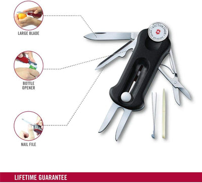 Victorinox, Schweizer Taschenmesser, Golf Tool, Multitool, Outdoor, 10 Funktionen, Klinge, gross, Re