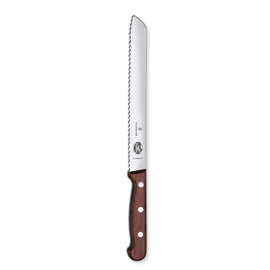 Victorinox, Wood, Profi Brotmesser Wellenschliff, Extra Scharfe Klinge, 21 cm, Edler Holzgriff, Rost