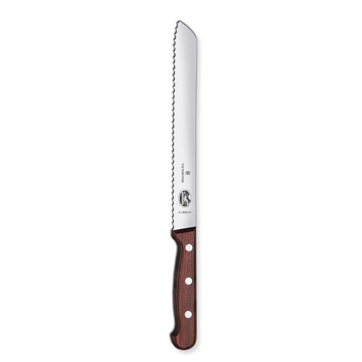 Victorinox, Wood, Profi Brotmesser Wellenschliff, Extra Scharfe Klinge, 21 cm, Edler Holzgriff, Rost