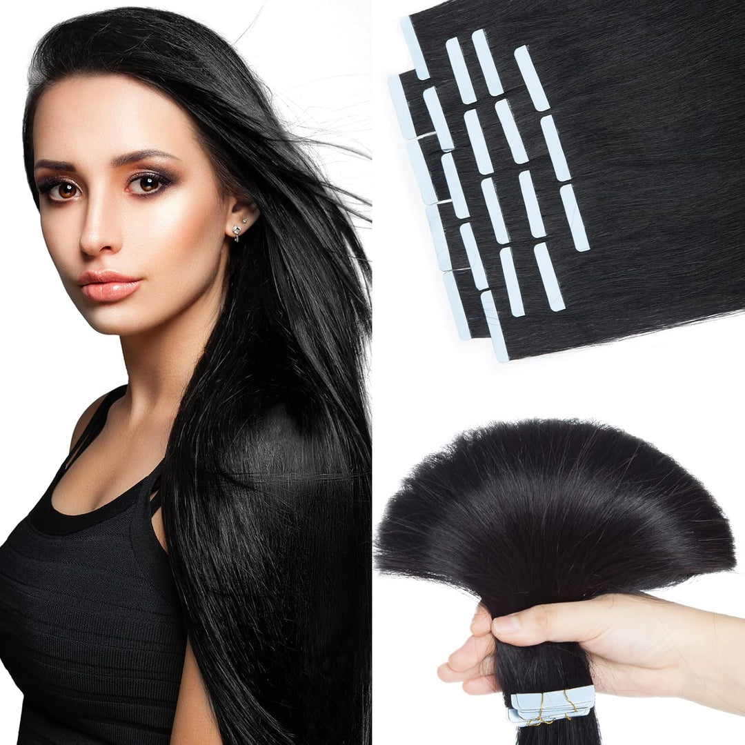 Elailite Tape Extensions Haarverlängerung - 20Stück Tape in Extensions Echthaar - Remy Real Human Ha