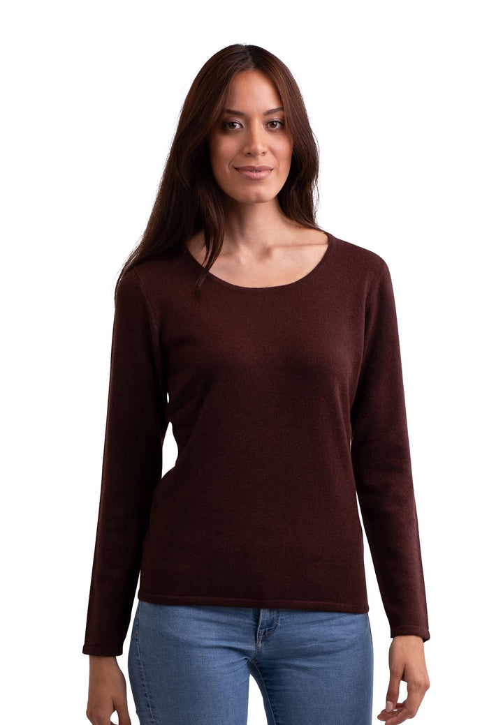 CASH-MERE.CH 100% Kaschmir Damen Pullover | Sweater Rundhalsausschnitt 2-fädig XL Zinnober Rot, XL Z