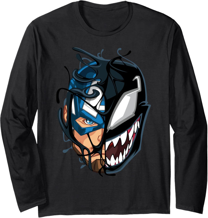 Marvel Captain America Venom Split Face Langarmshirt