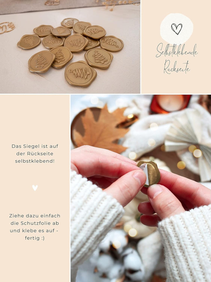 25 Premium Briefumschläge Weihnachten - Weihnachtskuvert heissfolienveredelt mit Rentier mit Wachs-S