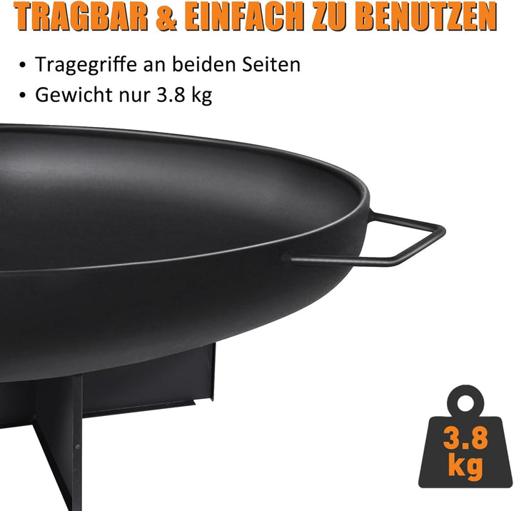 HYCHIKA Feuerschale 60cm Durchmesser,Feuerstelle Feuerkorb Feuertonne Feuerschalen Feuerkörbe für de
