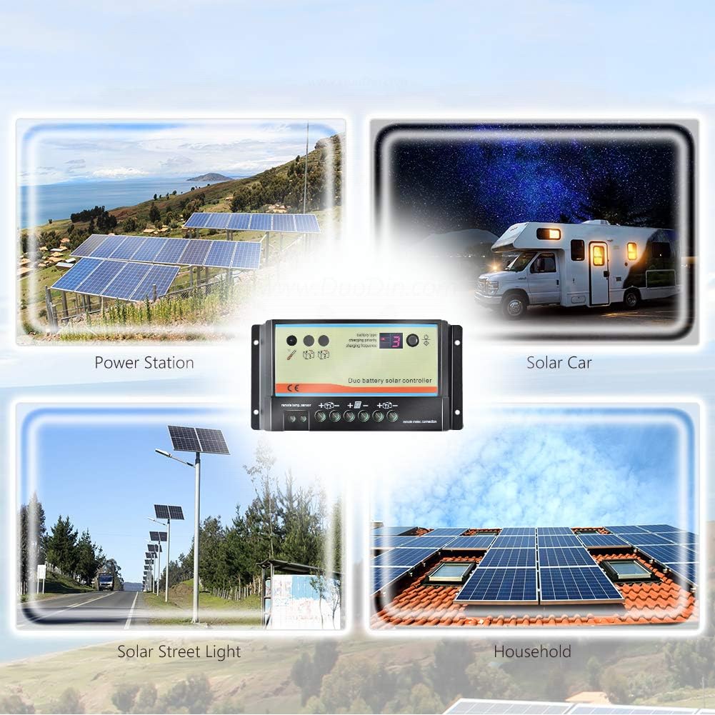 PWM 20A Dual Batterieladeregler, 12V 24V Auto für Wohnmobile, Boote, Wohnwagen, Busse oder Solarsyst