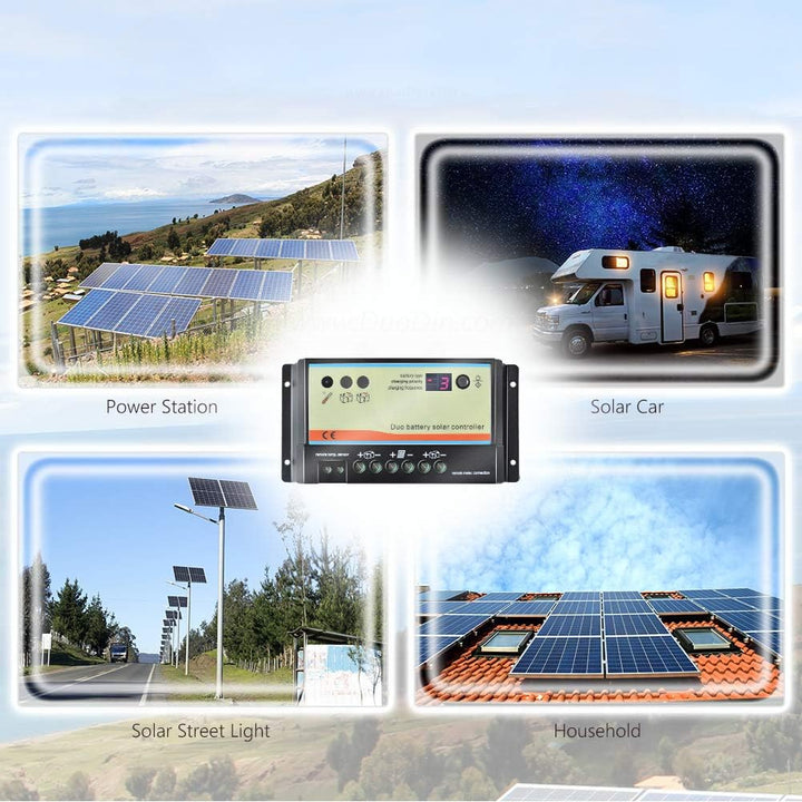 PWM 20A Dual Batterieladeregler, 12V 24V Auto für Wohnmobile, Boote, Wohnwagen, Busse oder Solarsyst