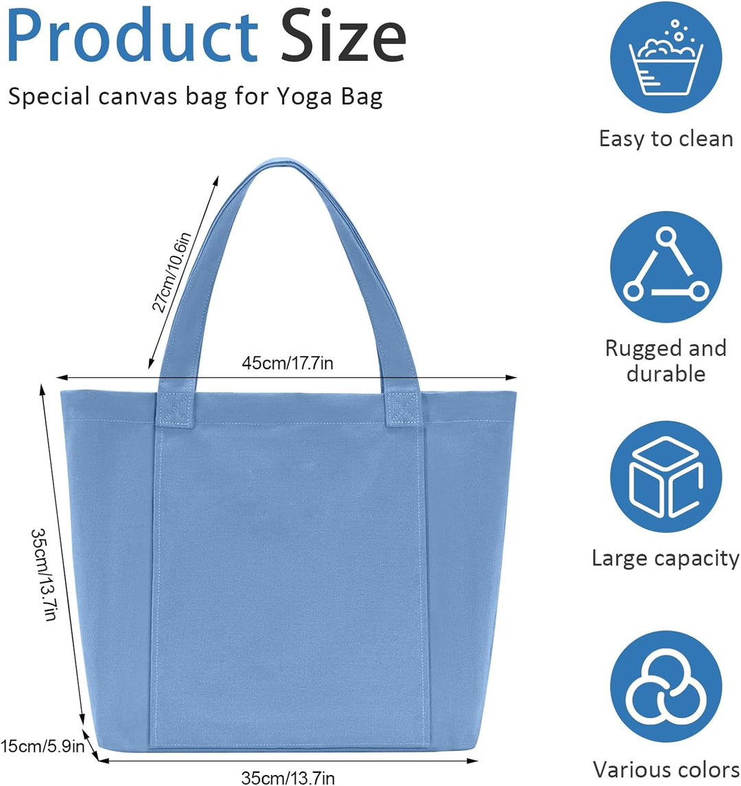 Yogatasche Damen mit Nassfach, Canvas Tasche mit Griffen, Abnehmbare Tasche für Yogamatte, Geeignet