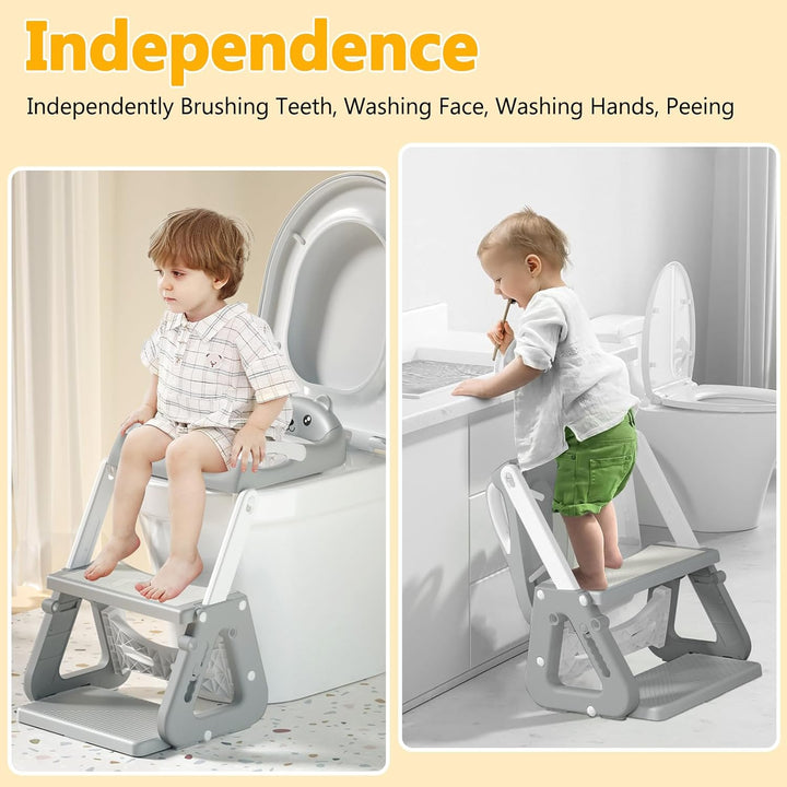 Toilettensitz Kinder Mit Treppe, 2 In 1 Klositz für Kinder Mit Treppe, Toilettenleiter für Kinder, T